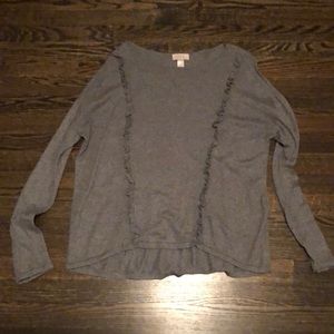 Grey ruffled sweater